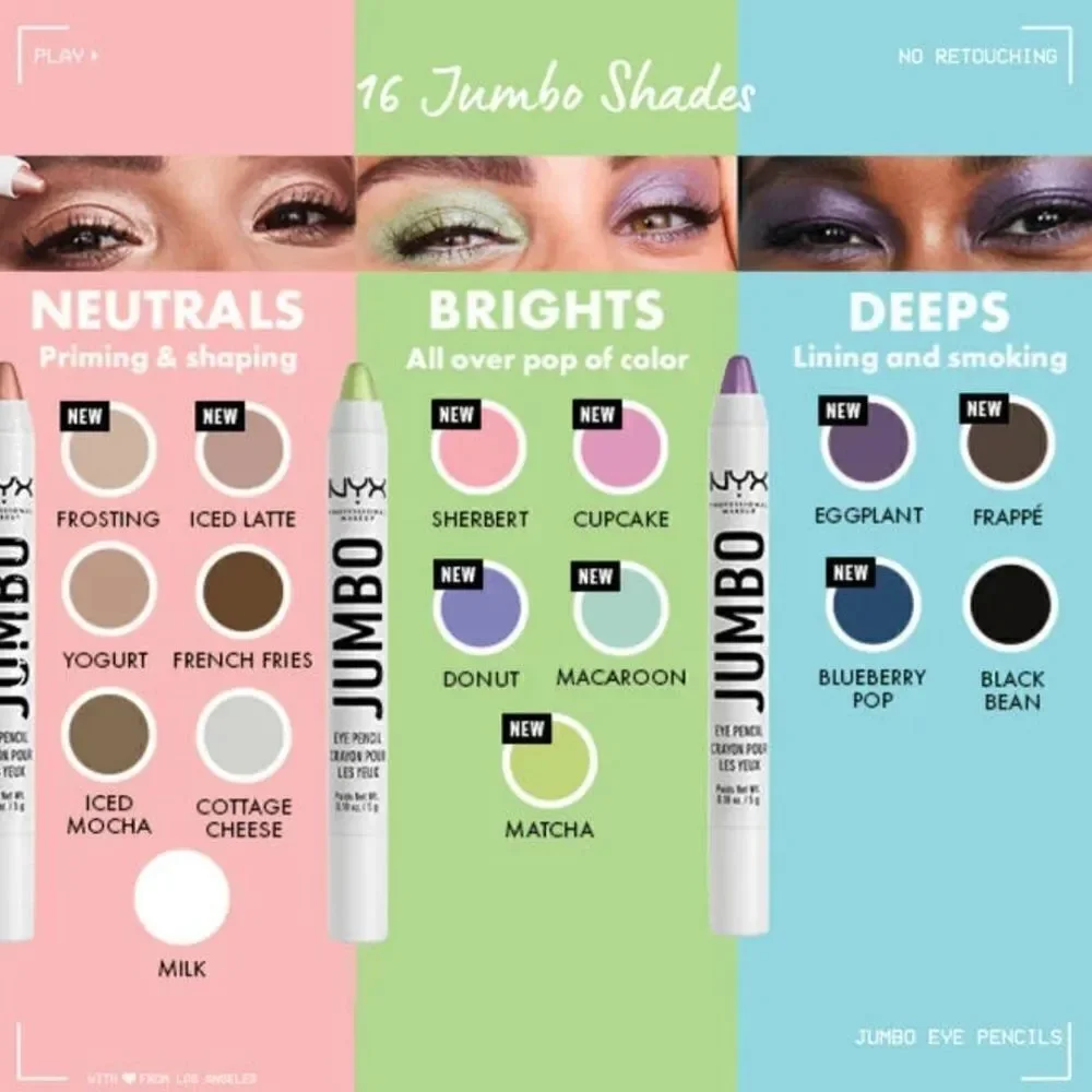 New! NYX Professional Makeup, Jumbo Eye Pencil! JUMBO COLOR in AN ALL-IN-ONE!